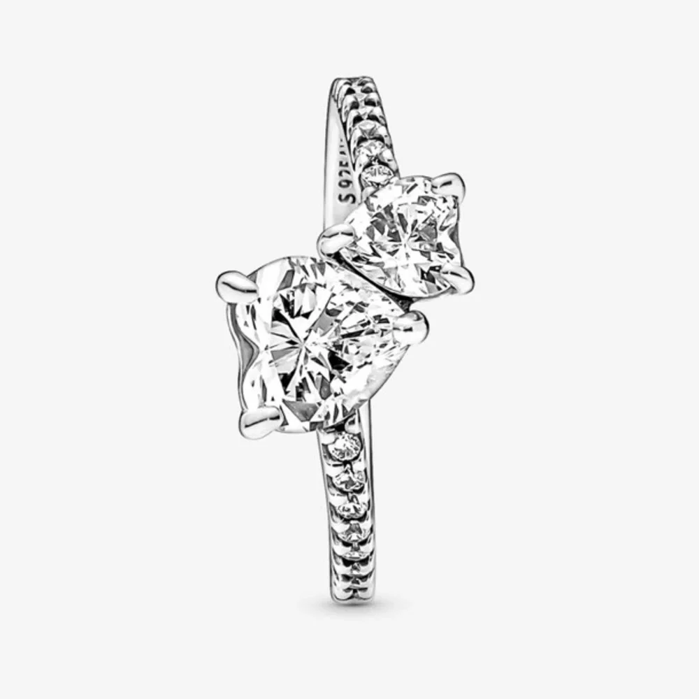- Double Heart Ring ) 9.25 Sterling Silver & CZ Size 8